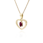 s 9 CT or Jaune Rubis Ovale Pierre Unique Coeur Pendentif sur 45cm Chaîne