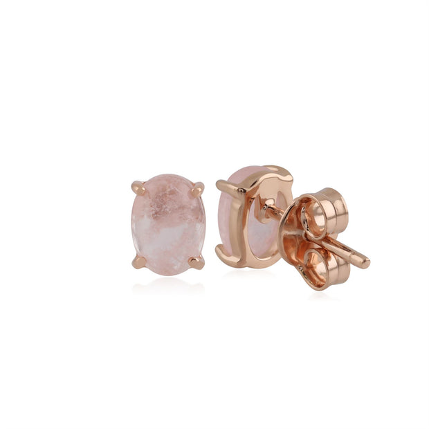 Boucles d'Oreilles Clou Classique Argent 925 Plaqué Or Rose Morganite Opaque