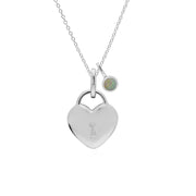 Pendentif Classique Cadenas Cœur Argent 925 et Charms Opale