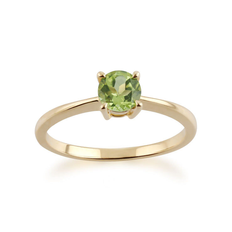 gemondo Bague Péridot, 9 ct Péridot or jaune taille ronde bague pierre Unique - Péridot