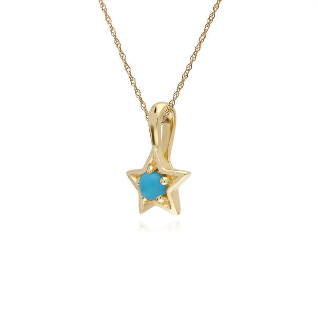 Turquoise Collier, 9 CT or Jaune Turquoise Pierre Unique Étoile Pendentif sur 45cm Chaîne