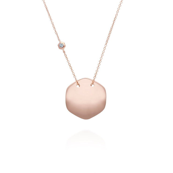 Collier à Graver Argent 925 Plaqué Or Rose Aigue-Marine