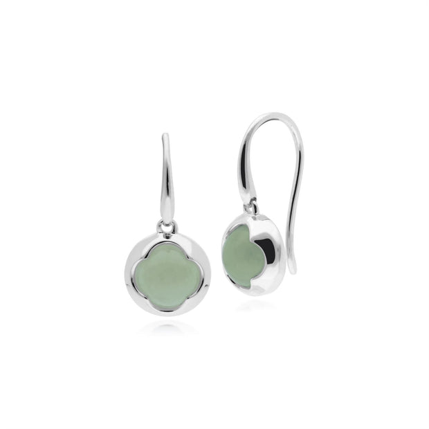 Boucles d'Oreilles Circulaires Pendantes Géométrique Pain de Sucre Argent 925 Jade