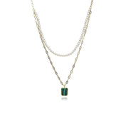 Collier ECFEW™ 'The Unifier' Malachite et Perle