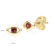 Boucles d'Oreilles Clou ECFEW™ Dainty Evil Eye Grenat en Or Jaune 375