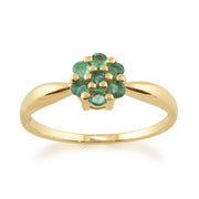 Gemondo Bague Émeraude, 9ct or Jaune 0,30 CT Émeraude Naturel Floral Cluster Bague Style