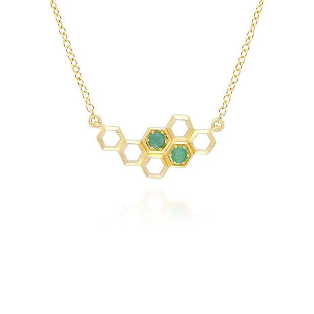 Collier Style Honeycomb Or Jaune 375 Emeraude