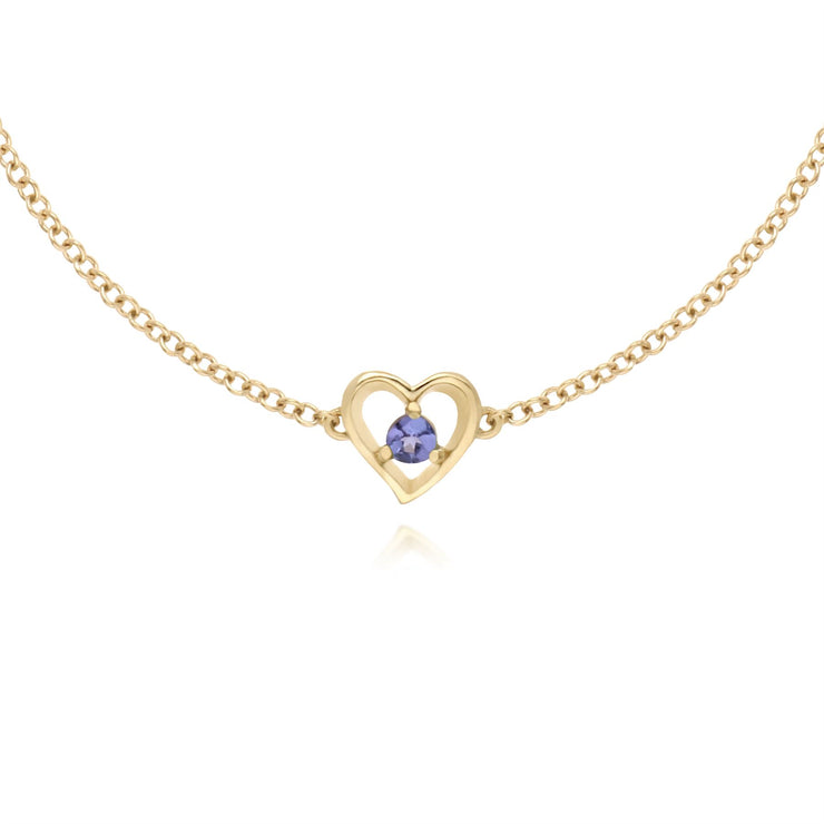 Tanzanite Bracelet, 9 CT or Jaune Grenade Rond Pierre Unique Coeur 19cm Bracelet