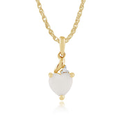 Pendentif et Boucles d'Oreilles Clou Cœur Classique Or Jaune 375 Opale et Diamant