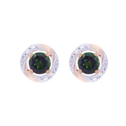Boucles d'Oreilles Clou Topaze Mystique Classique Or Rose 375 Diamant et Ear-Jacket Rond
