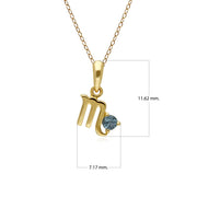 Charms Zodiaque Scorpion Or Jaune 375 Topaze Bleue