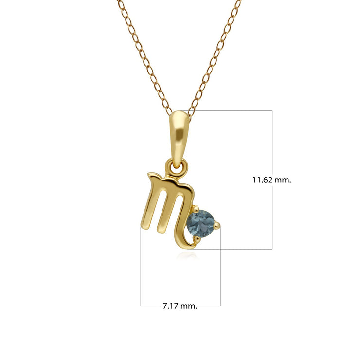 Charms Zodiaque Scorpion Or Jaune 375 Topaze Bleue