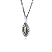 Collier Style Art Déco Argent 925 Péridot Marquise et Marcassite