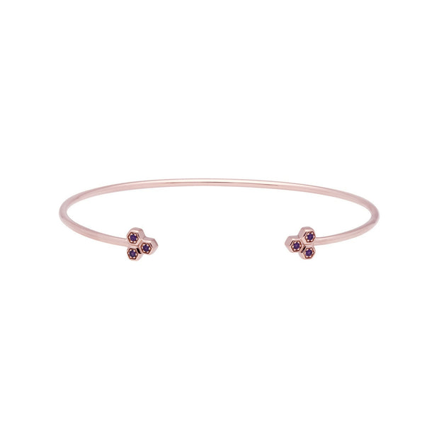 Bracelet Jonc Trilogie Géométrique Or Rose 375 Améthyste