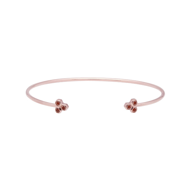 Bracelet Jonc Trilogie Géométrique Or Rose 375 Grenat