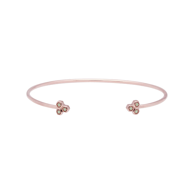 Bracelet Jonc Trilogie Géométrique Or Rose 375 Péridot