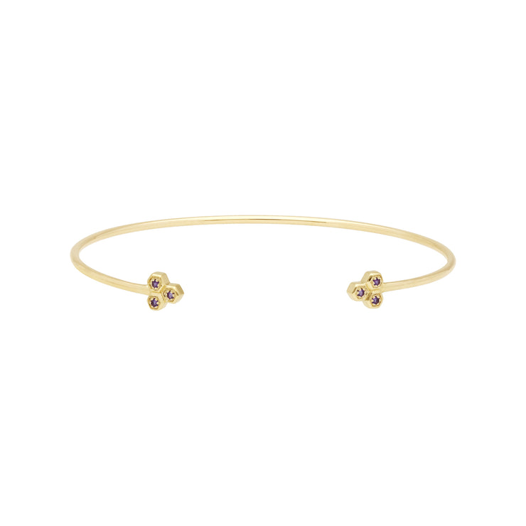 Bracelet Jonc Trilogie Géométrique Or Jaune 375 Améthyste