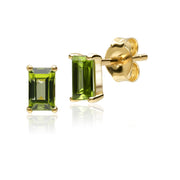 Peridot Boucles D'Oreilles, 9 CT P�ridot or Jaune Pierre Unique Baguette Boucles D'Oreilles