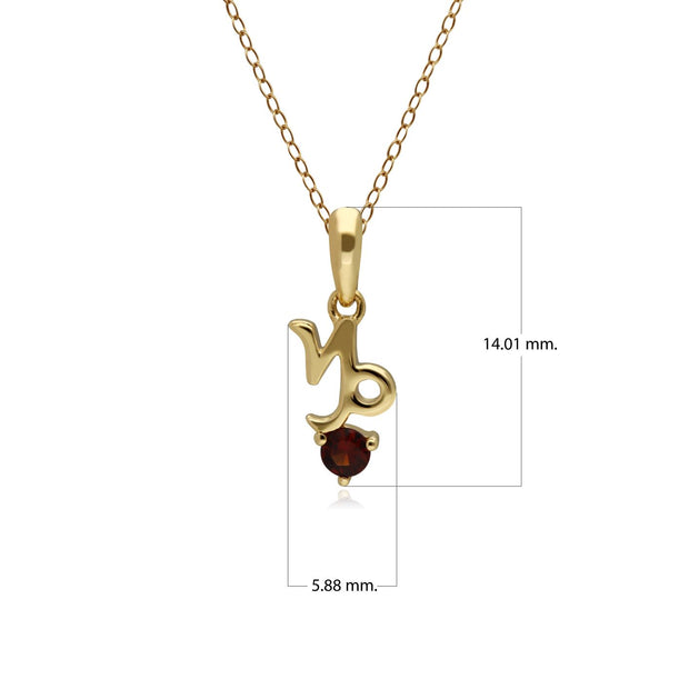 Pendentif Zodiaque Capricorn Or Jaune 375 Grenat