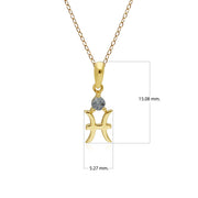 Pendentif Zodiaque Poisson Or Jaune 375 avec Aigue-Marine