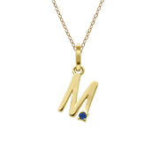 Pendentif Initiale Or Jaune 375 avec Saphir Bleu