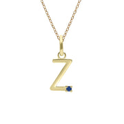 Pendentif Initiale Or Jaune 375 avec Saphir Bleu