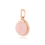 Pendentif et Boucles d'Oreilles Pendantes Boho Argent 925 Plaqué Or Jaune Quartz Rose Ronde serti Clos