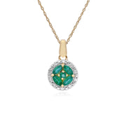 Pendentif Classique Or Jaune 375 Emerald Marquise et Diamant Halo