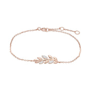 Bracelet et Boucles d'Oreilles Clou O Leaf Or Rose 375 Diamant