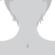 Pendentif Classique Or Blanc 375 Aigue-Marine Ovale