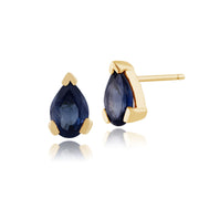 Pendentif et Boucles d'Oreilles Clou Classique Or Jaune 375 Saphir Poire