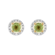 Boucles d'Oreilles Clou Péridot Classique Or Jaune 375 et Ear-Jacket Rond Diamant