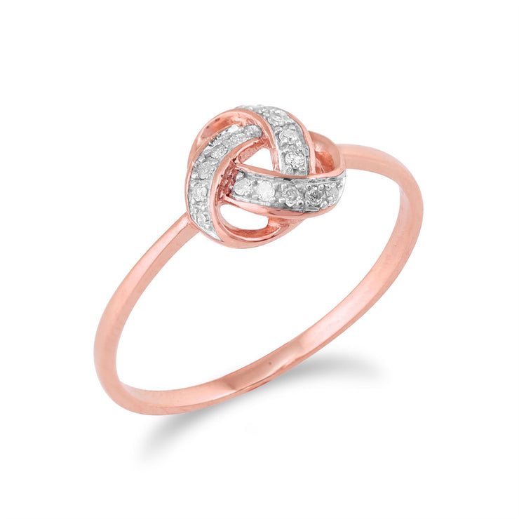 Gemondo - Bague diamant nœud amour or rose 9ct 'Evermore'