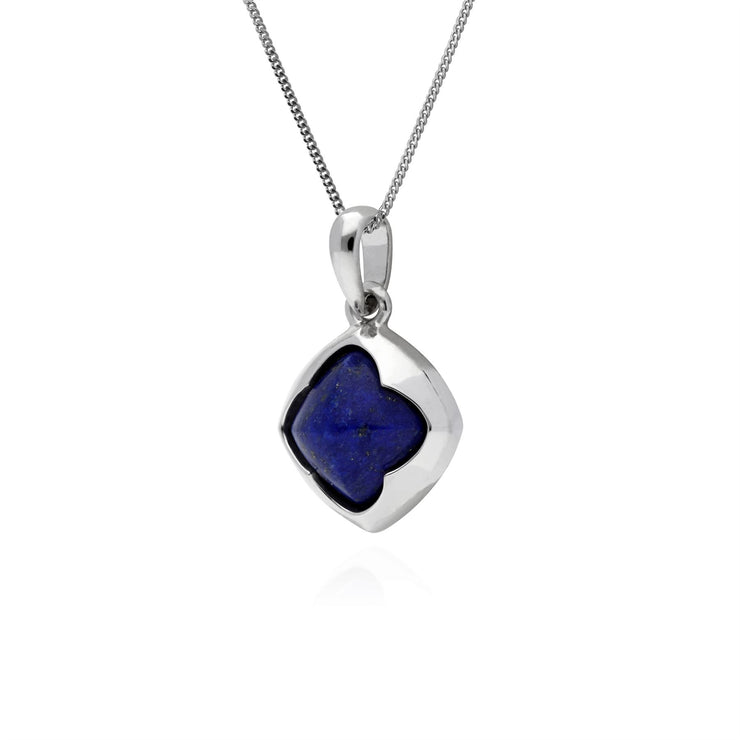 Lapis Lazuli Pendentif, Argent Sterling Coussin Lapis Lazuli Pendentif sur 45cm Chaîne