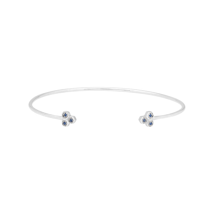 Bracelet Jonc Or Blanc 375 Sapphire Hexagone Trilogie