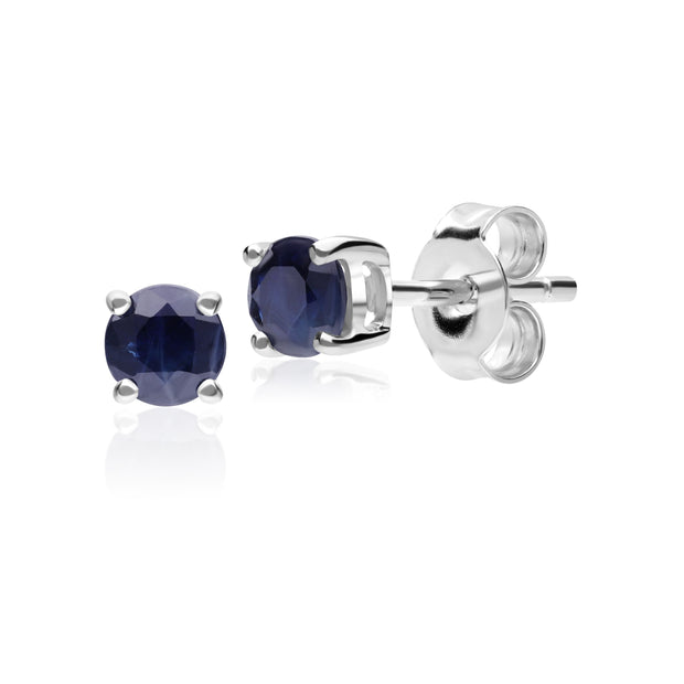 Boucles d'Oreilles Clou Classique Or Blanc 375 Iolite serti Griffe