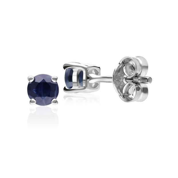 Boucles d'Oreilles Clou Classique Or Blanc 375 Iolite serti Griffe