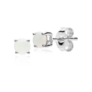 Boucles d'Oreilles Clou Classique Or Blanc 375 Opale rond