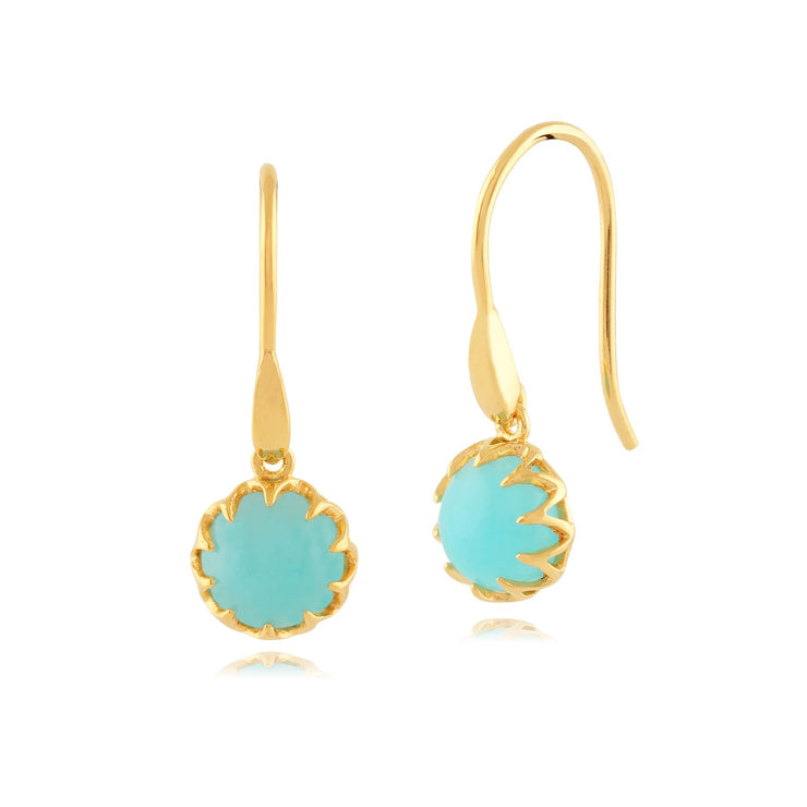 Calo' Amazonite Goutte Pastel Earrings in 9ct Or Jaune Plaqué Argent Sterling