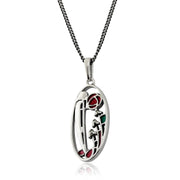 Pendentif Style Rennie Mackintosh Argent 925 Marcassite et Email