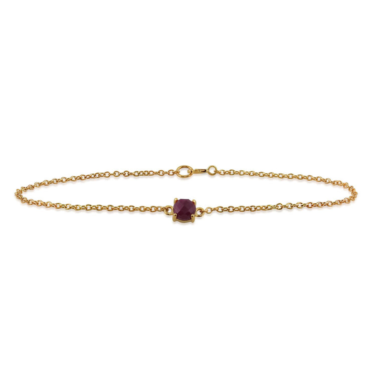 Bracelet Classique Or Jaune 375 Rubis Rond Facette