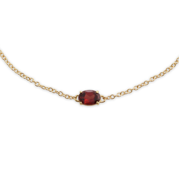 Bracelet et Boucles d'Oreilles Pendantes Classique Or Jaune 375 Grenat Oval
