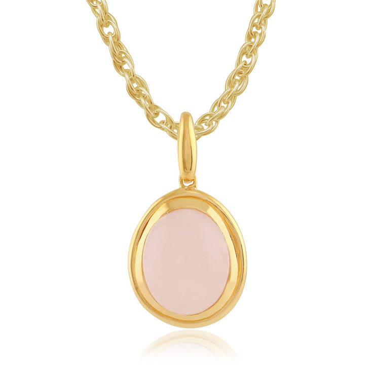 Tara' Quartz Rose Pastel Collier en 9ct Or Jaune Plaqué Argent Sterling