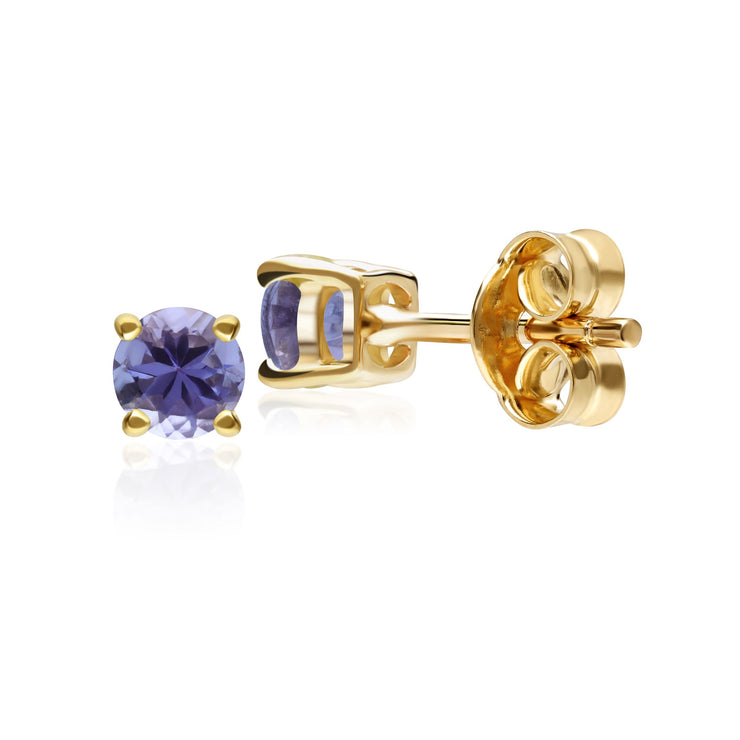 Boucles d'Oreilles Clou Classique Or Jaune 375 Tanzanite serti Griffe