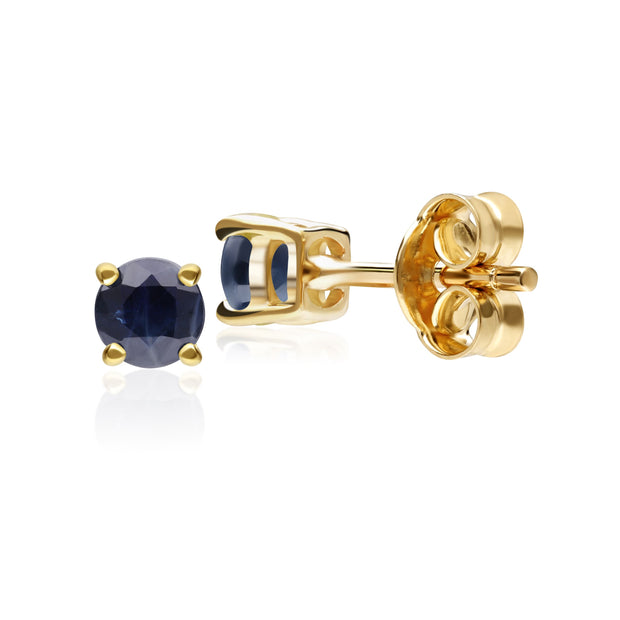 Boucles d'Oreilles Clou Classique Or Jaune 375 Saphir Bleu