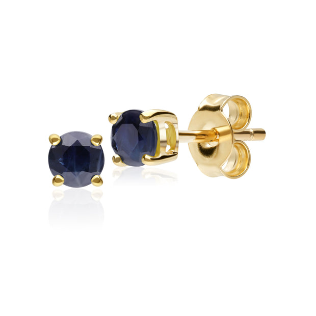 Boucles d'Oreilles Clou Classique Or Jaune 375 Saphir Bleu