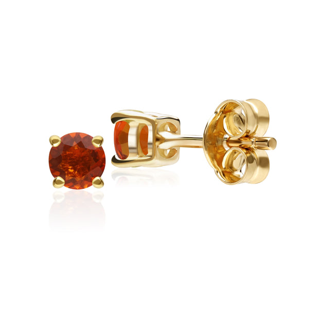 Boucles d'Oreilles Clou Classique Or Jaune 375 Opale de Feu Rond