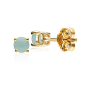 Boucles d'Oreilles Clou Classique Or Jaune 375 Jade Verte Serti Griffe