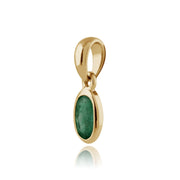 Pendentif et Boucles d'Oreilles Clou Classique Or Jaune 375 Emeraude ovale serti Clos