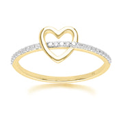 Bague Cœur Love en Or Jaune 375 avec Anneau en Diamant